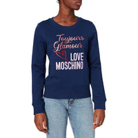 Love Moschino – Schickes, blaues Sweatshirt mit Emblem