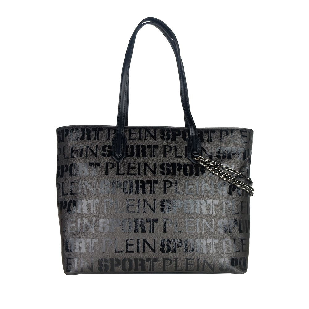 Plein Sport – Schicke schwarze Designer-Einkaufstasche mit Logo-Print