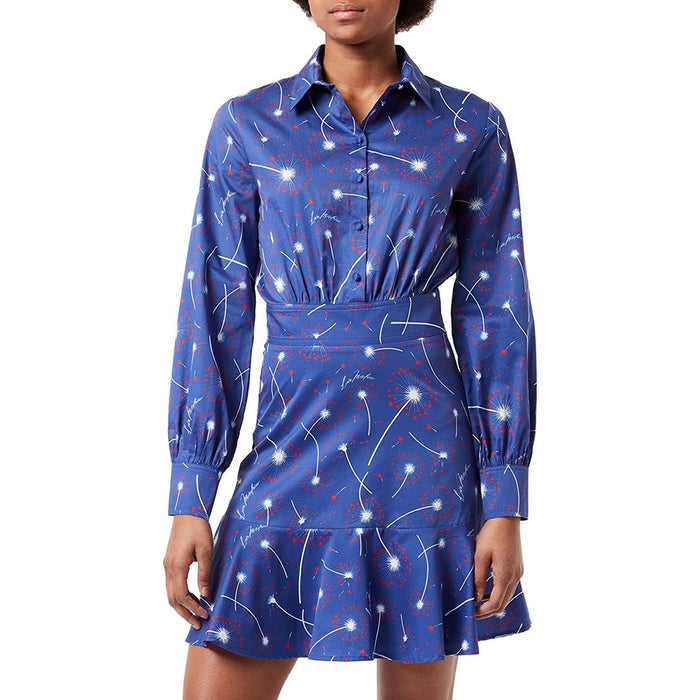 Love Moschino – Schickes Baumwollkleid mit Hemdkragen und abstraktem Print
