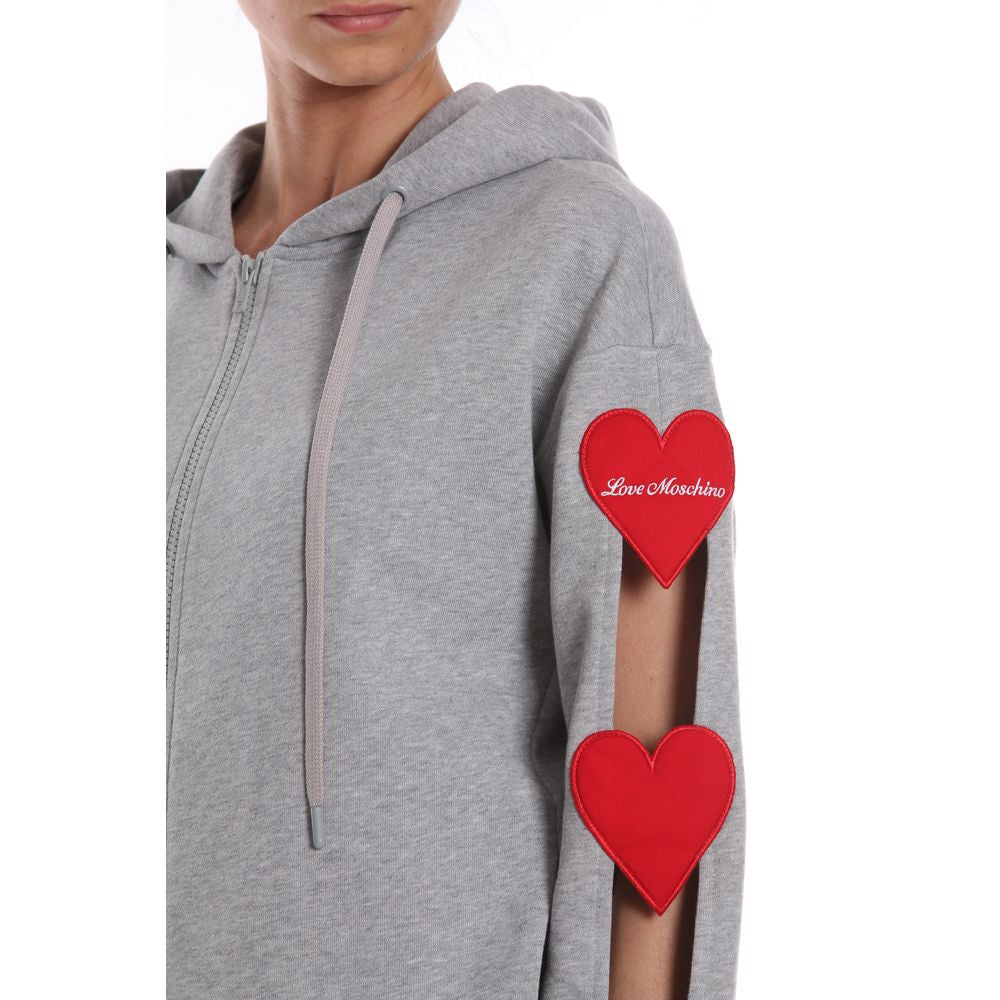 Love Moschino – Schicker Kapuzenpullover aus Baumwolle mit Herzstickerei