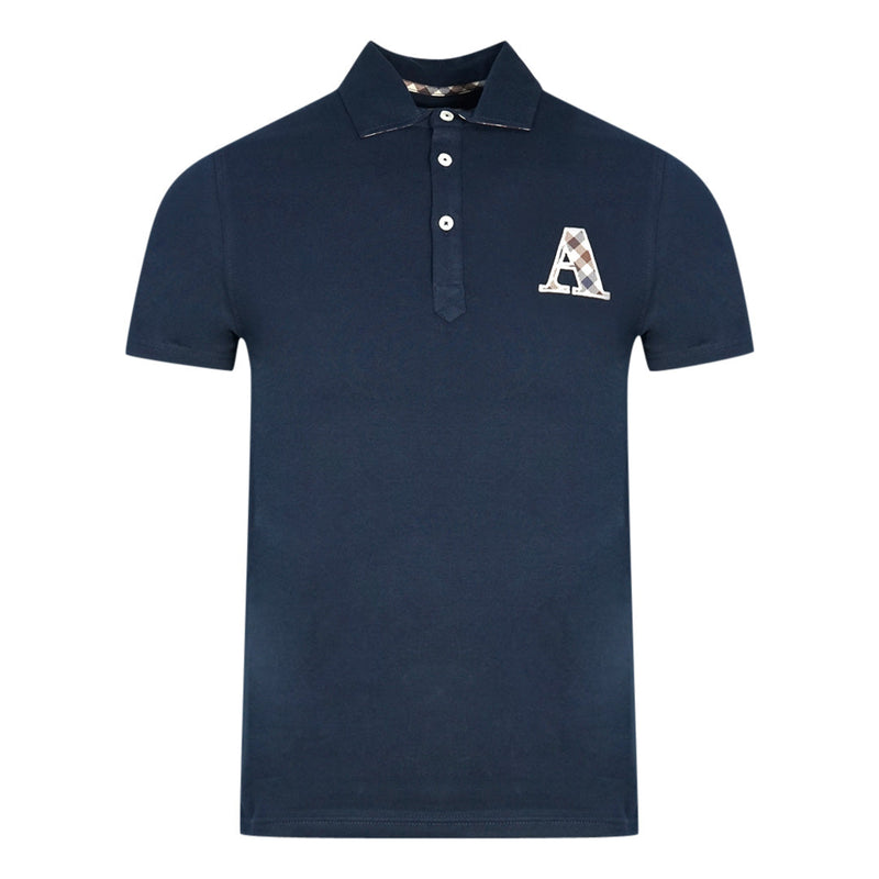 Aquascutum Mens Qmp020 85 Polo Shirt Navy