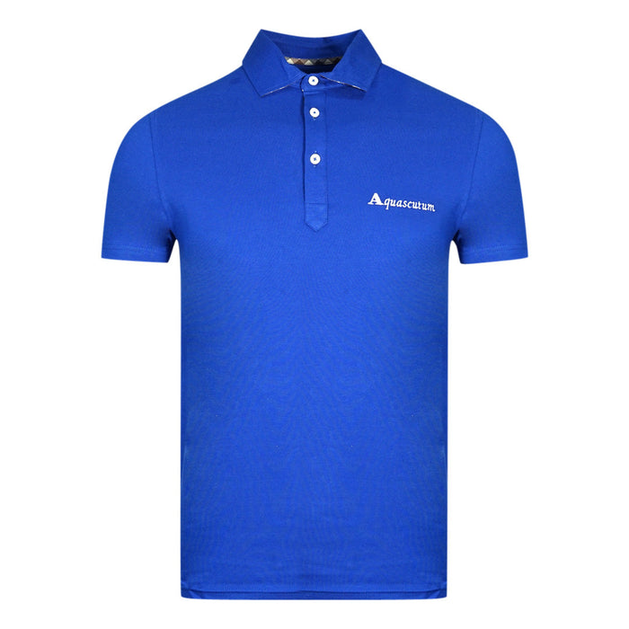 Aquascutum Mens Qmp021 81 Polo Shirt Blue