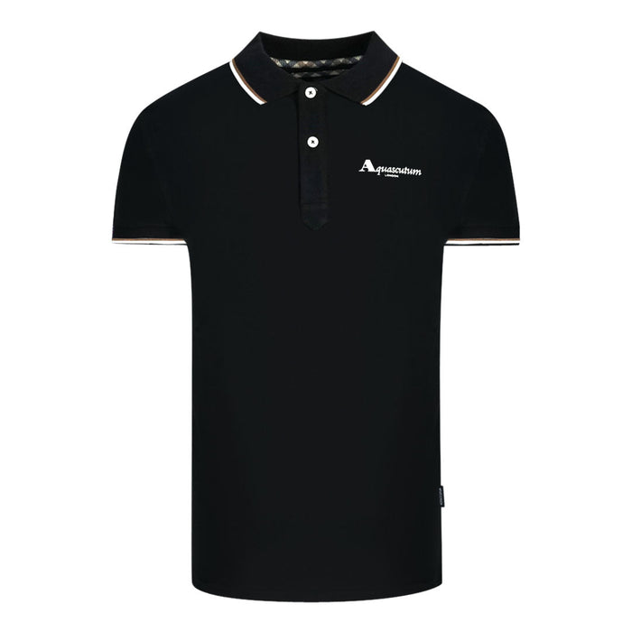 Aquascutum Mens Qmp051 99 Polo Shirt Black