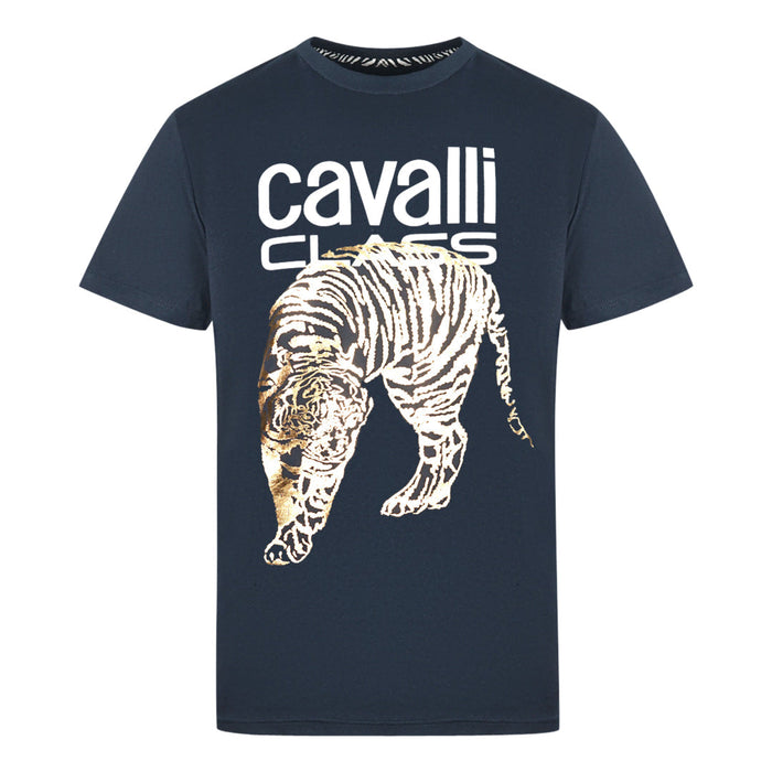 Cavalli Class Herren Qxt61I Jd060 04926 T-Shirt Marine