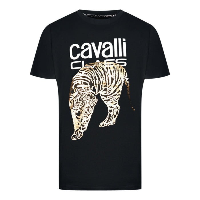 Cavalli Class QXT61I JD060 05051 Logo Schwarzes T-Shirt