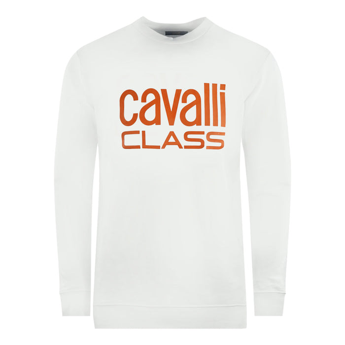 Weißes Sweatshirt mit Cavalli Class-Markenlogo
