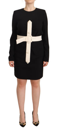 Givenchy Elegantes schwarzes Minikleid aus Wolle mit Gürtel