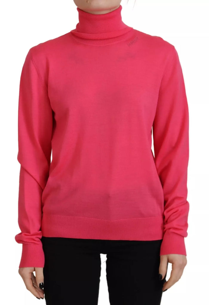 Dsquared² – Lässiger, einfarbiger Pullover mit Rollkragen und langen Ärmeln in Rosa
