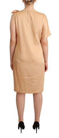 Moschino Elegant One-Sleeve Beige Shift Dress