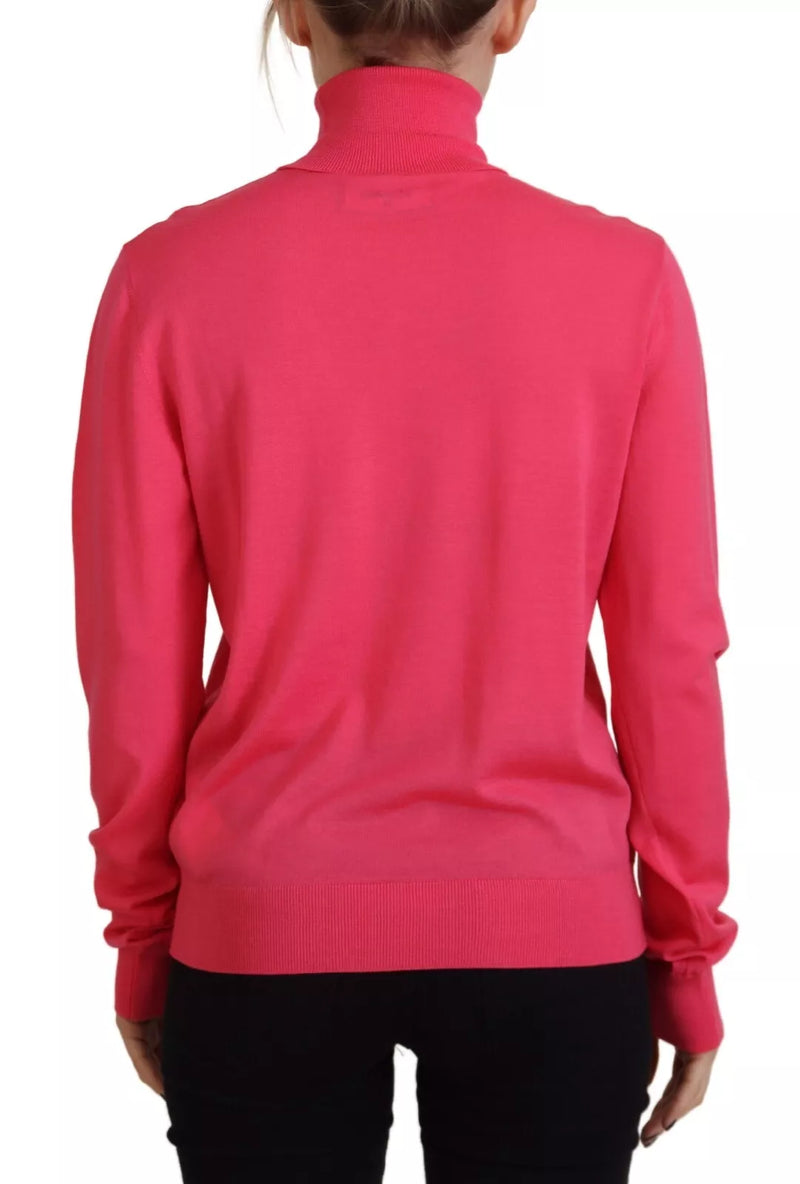 Dsquared² – Lässiger, einfarbiger Pullover mit Rollkragen und langen Ärmeln in Rosa
