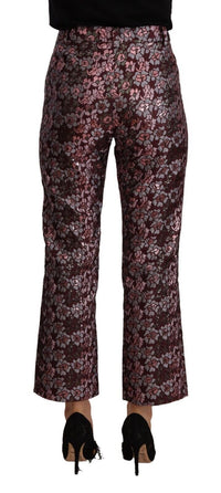 House of Holland High Waist Jacquard Flared Cropped Trousers
