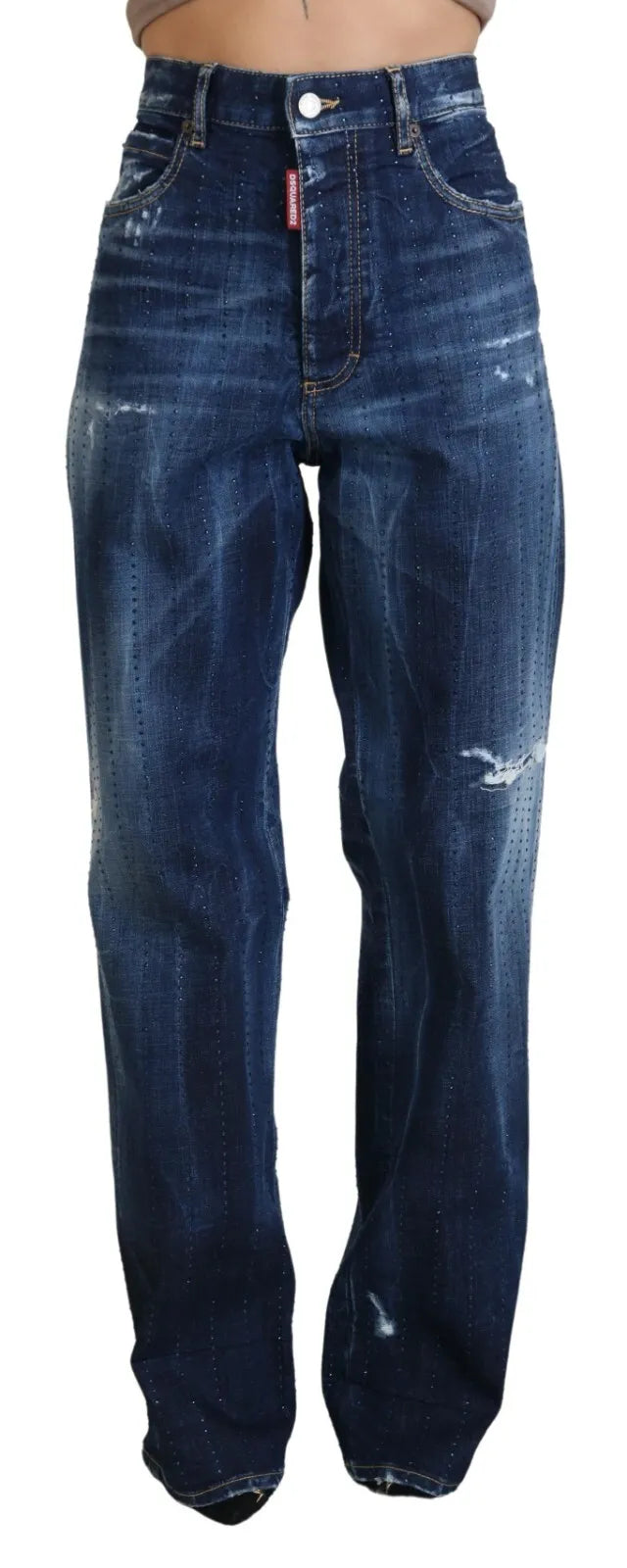 Dsquared² Blue High Waist Straight Denim Jeans San Diego