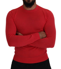 Dsquared² Roter Pullover aus Wolle mit langen Ärmeln und Rundhalsausschnitt