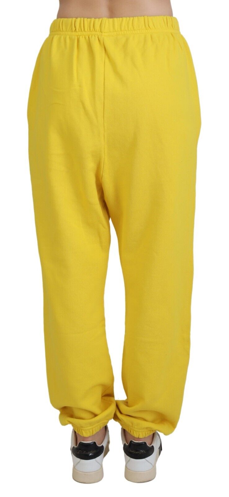 Dsquared² Yellow Mid Waist Logo Print Jogger Trouser Pants