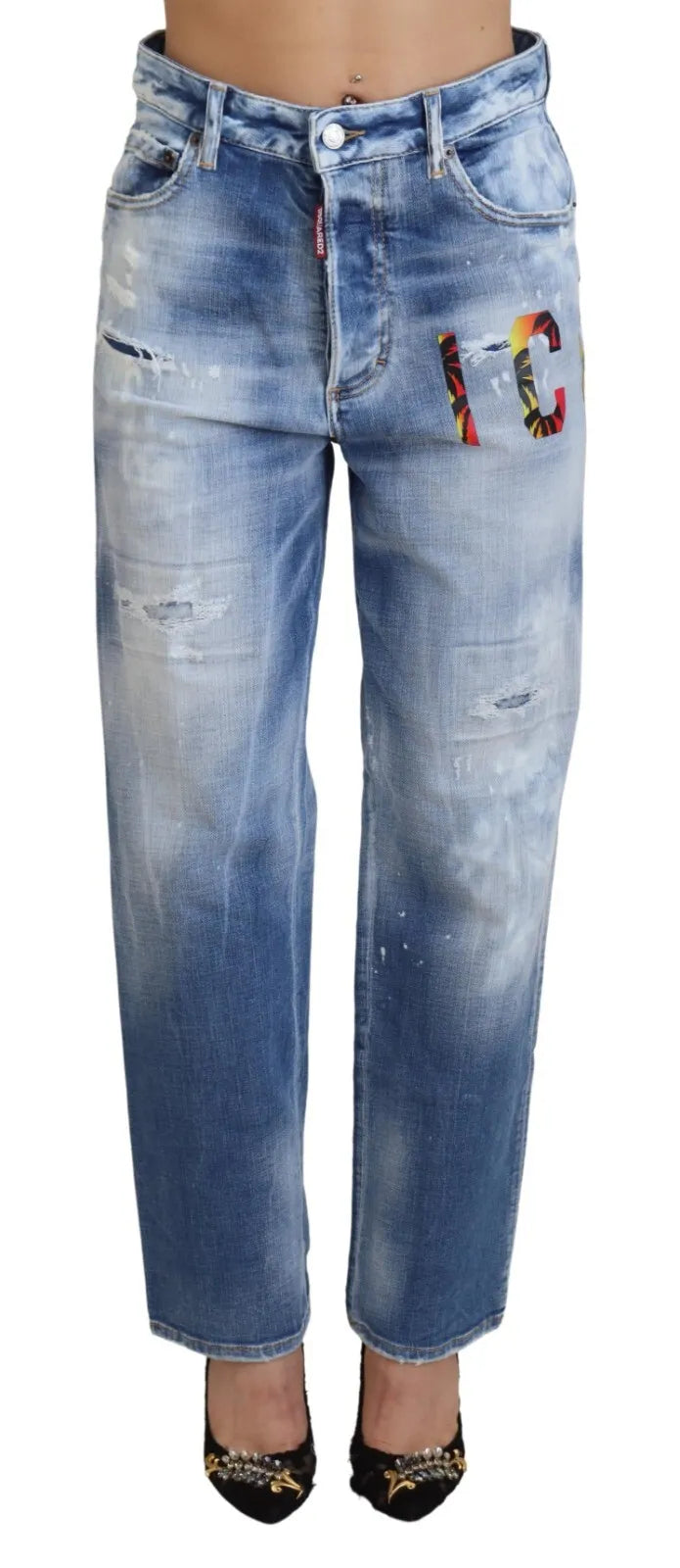 Dsquared² Blue Icon High Waist Straight Denim Jeans Boston