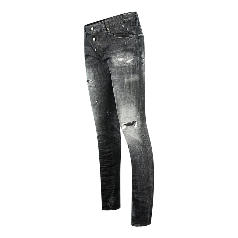 Dsquared2 Slim Jean 1964 Destroyed Black Jeans - Nova Clothing