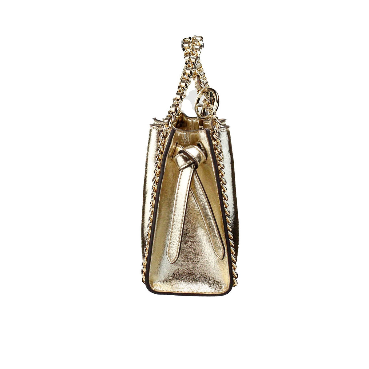Michael Kors – Mina – Kleine Umhängetasche aus veganem Leder mit Gürtel und Ketteneinlage in Gold