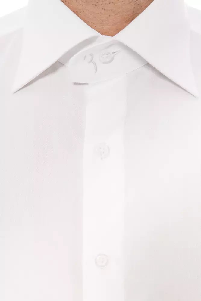 Billionaire Italian Couture Elegantes, monogrammiertes weißes Baumwollhemd
