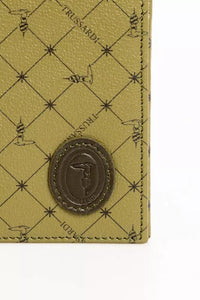 Trussardi Elegante grüne Crespo Leder-Geldbörse mit Monogramm