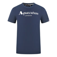 Aquascutum Herren T00323 85 T-Shirt Marineblau