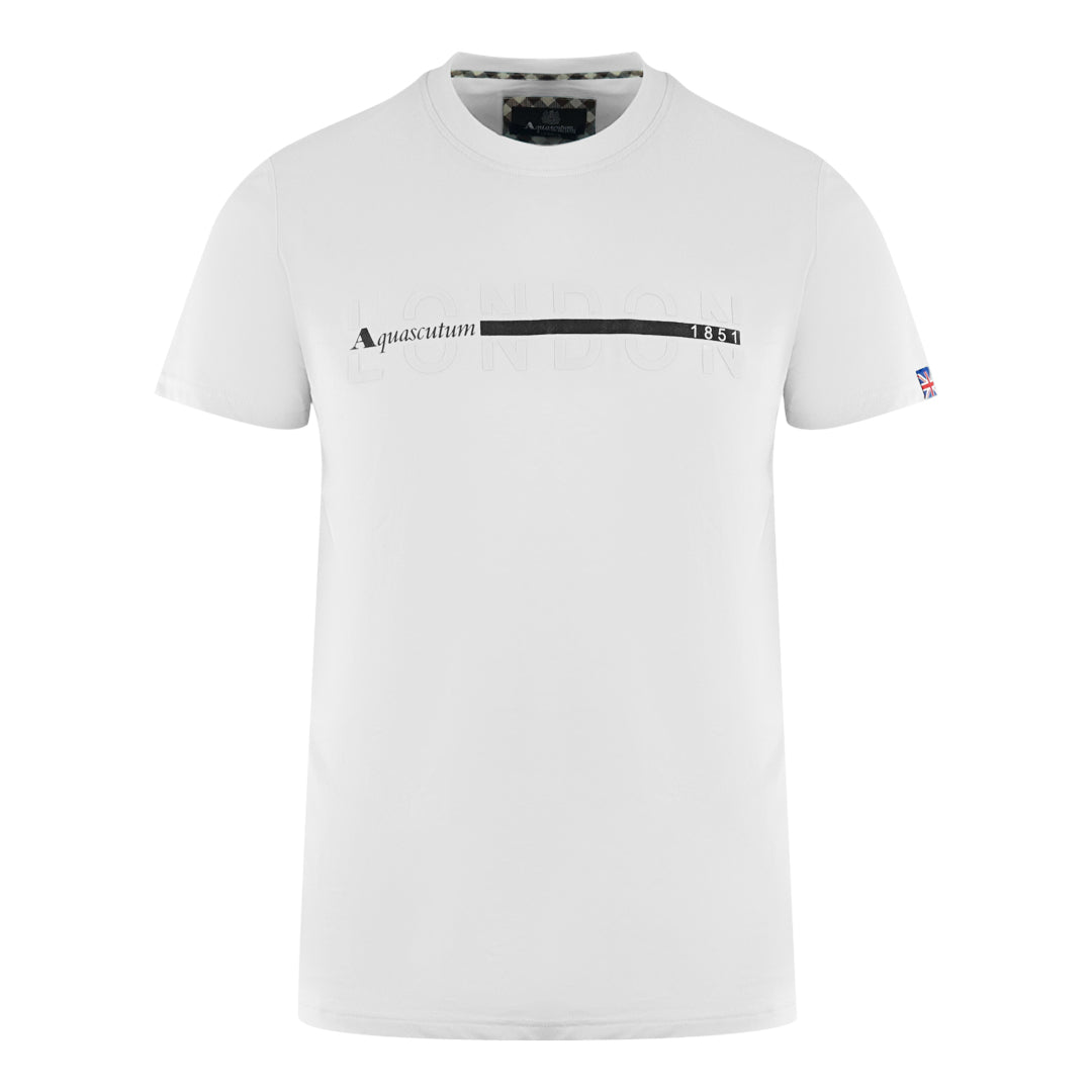Aquascutum Herren T00423 01 T-Shirt Weiß