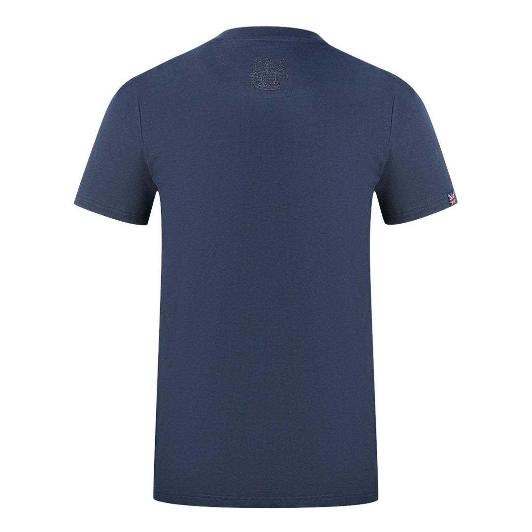 Aquascutum Herren T00523 85 T-Shirt Marineblau