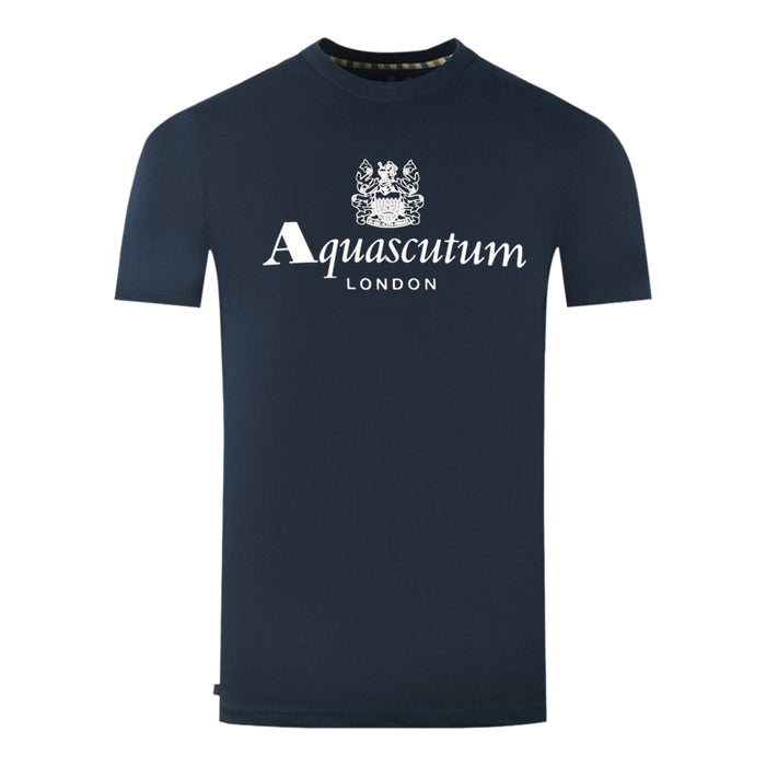 Aquascutum Mens Ts002 11 T Shirt Navy Blue