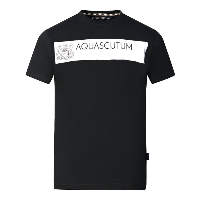Aquascutum Herren Tsia117 99 T-Shirt, Schwarz