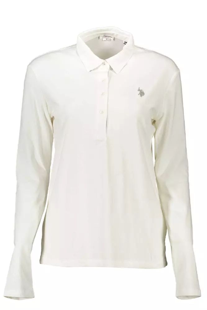US POLO ASSN. Elegantes langärmeliges weißes Poloshirt