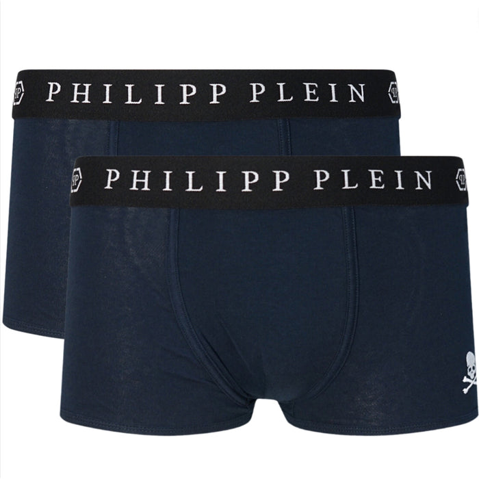 Philipp Plein Boxershorts mit Totenkopf-Logo in Marineblau, Zweierpack