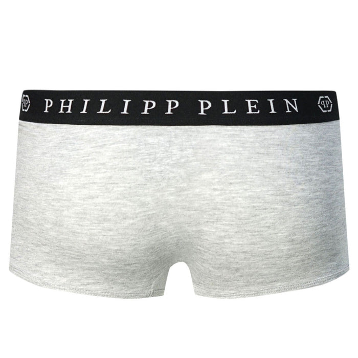 Philipp Plein Boxershorts mit Totenkopf-Logo, Grau, Zweierpack