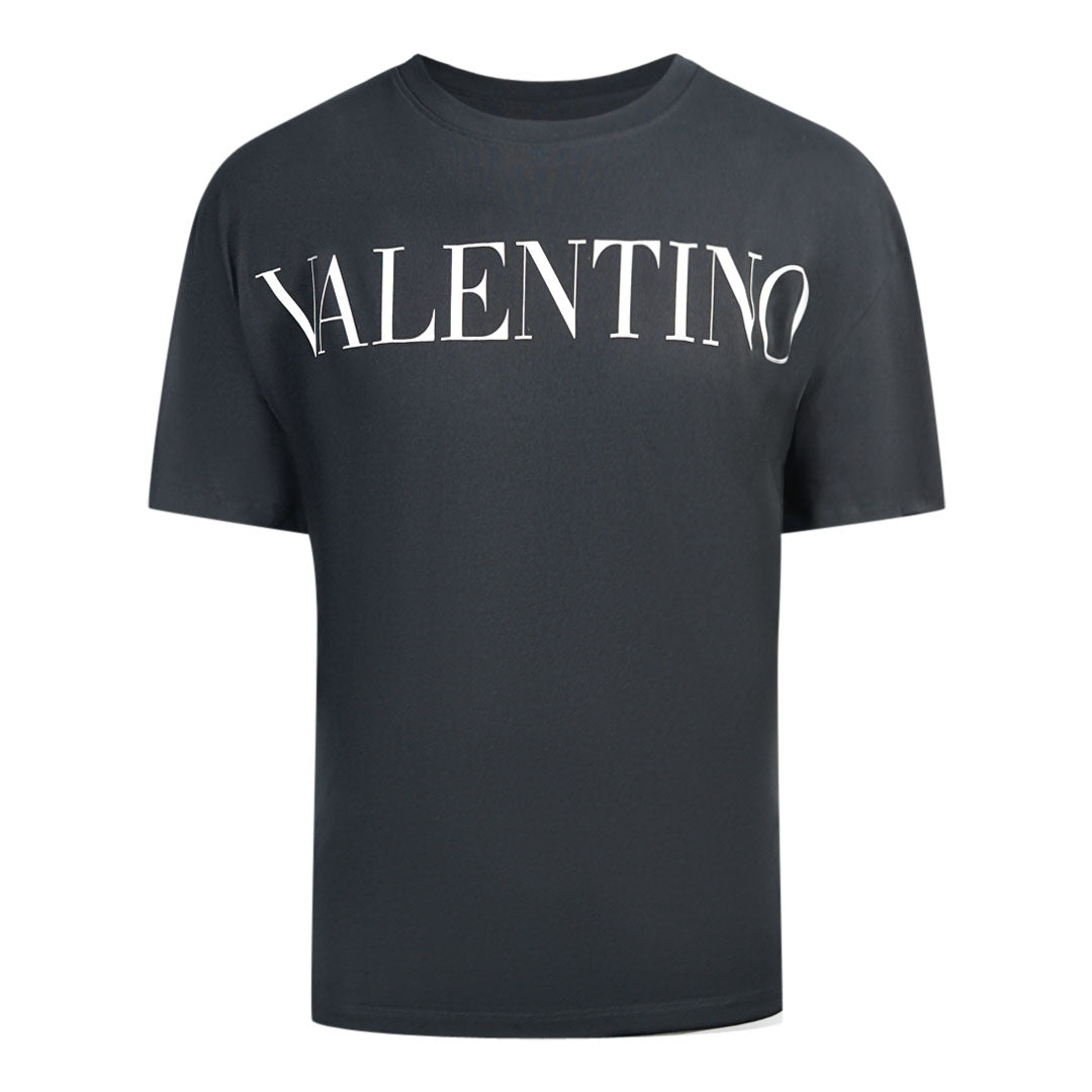Schwarzes T-Shirt mit großem Valentino-Markenlogo