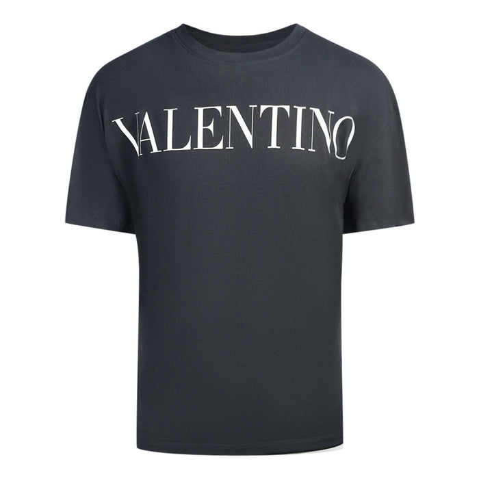 Schwarzes T-Shirt mit großem Valentino-Markenlogo