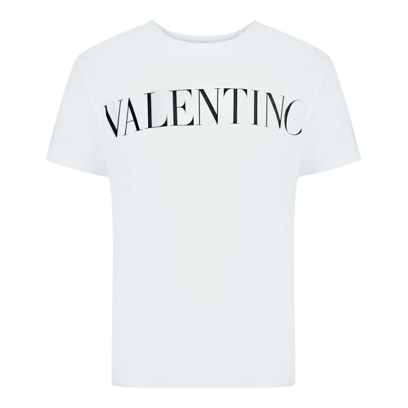 Weißes T-Shirt mit großem Valentino-Markenlogo