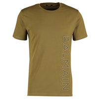 Balmain Mens T Shirt Yh1F022 S8794 Eab Khaki Green
